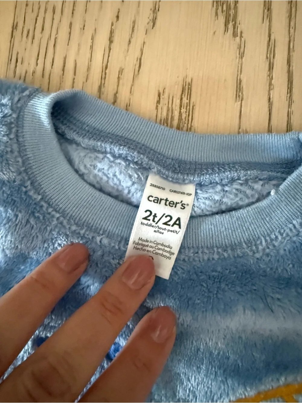 Carter's Light Blue Plush Monster Pajama Top with Royal Cat and Jack Blue Shorts